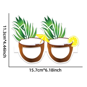 Tropical coconut party glasses size 15.7x11.3cm for beach themed photo booth props