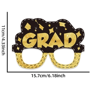 Dettagli delle dimensioni 15,7x11cm degli occhiali di carta glitter per la laurea