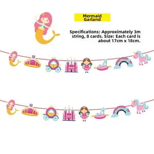 Détails de bannière sirène avec dimensions 17x18cm et corde de 3m avec motifs de dessin