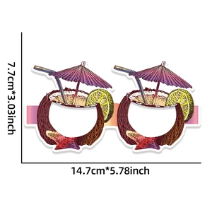 Hawaiian party glasses with tropical cocktail design and dimensions for beach events