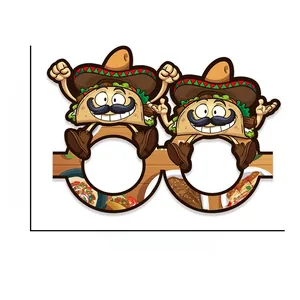 Detailed size measurement showing 11.1cm by 15.6cm for Mexico Taco party glasses