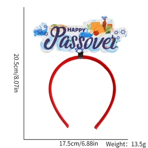 Passover Haarreif mit Happy Passover Text und Symbolen auf weißem Hintergrund