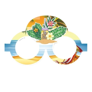 6-pack tropical beach theme paper party glasses with summer elements for photo props