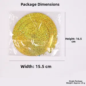Decorazione a spirale dorata glitterata in busta OPP, misura 16,5x15,5 cm per feste