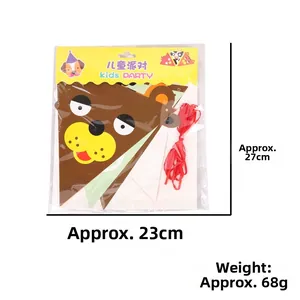 Détails du fanion de fête pour enfants à thème animal avec dimensions et emballage