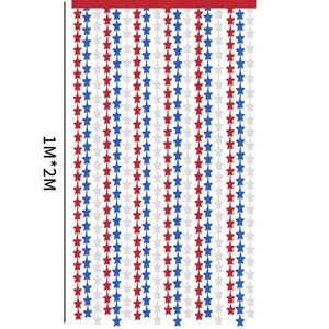 Tenda a frange con stelle da 2M rossa, argento e blu per festa indipendenza USA