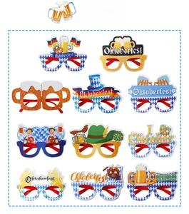 Set van 11 papieren Oktoberfest-brillen met diverse Beierse feestelijke motieven
