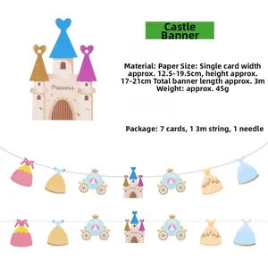 Détail de la banderole en papier château de princesse avec dimensions pour décoration