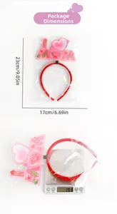 Detail showing weight and dimensions of the Mother's Day pink I Love Mom headband