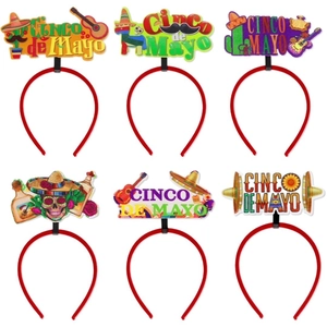 Messico Cinco De Mayo Cerchietto per Capelli Festa Sombrero Chitarra Cactus Teschio Feltro Fiesta Messicana Carnevale Accessori