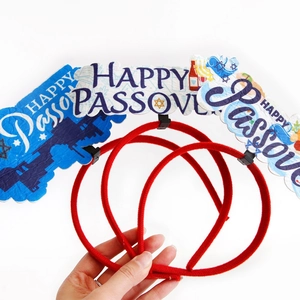 Rote Happy Passover Haarreifen mit Davidstern und Weinkelch Festdekorationen