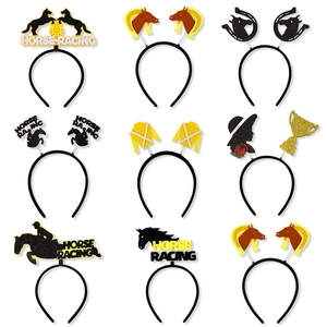 Cerchietto per Corsa dei Cavalli Kentucky Derby Glitter Ferro di Cavallo Cappello Jockey Accessori per Capelli per Feste Decor
