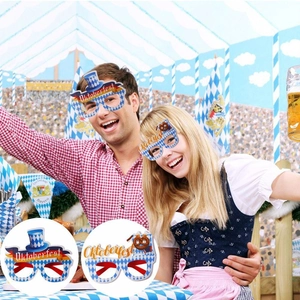 Oktoberfest feestbrillen set met pretzel en hoed ontwerpen voor festival decoraties