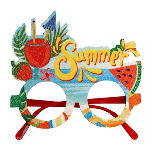 Hawaiian Summer party glasses with colorful glitter tropical palm and cocktail elements