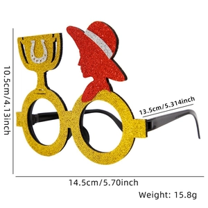 Lunettes fête Kentucky Derby avec trophée pailleté et motif équestre avec dimensions