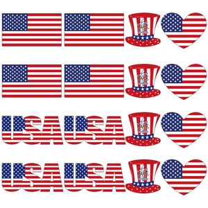 American Independence Day 4th of July patriotic sticker set with flags and USA patterns