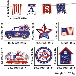 Lot de 7 décorations de fête du 4 juillet en bois pour plateau avec dimensions précises