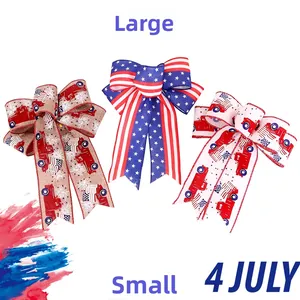 Set van drie decoratieve strikken voor Onafhankelijkheidsdag met ster- en streeppatronen 4 juli