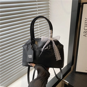 Borsa a Mano Quadrata in Pelle PU Casual da Donna Con Fiocco in Pizzo Dolce Borsa a Tracolla Piccola Borsa Sottobraccio da Giorno