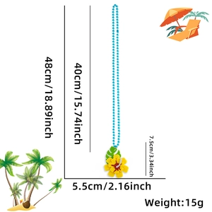 Hawaiianische Party-Halskette mit blauen Perlen und gelbem Tropenblumen-Anhänger