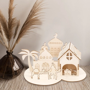 Décoration de Ramadan en bois DIY avec mosquée et chameau pour ornement de table