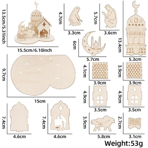 Dimensions détaillées du puzzle DIY en bois de Ramadan avec mosquée et lune