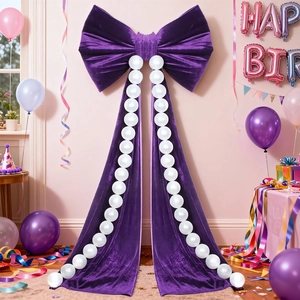 Decoración de Lazo de Terciopelo Gigante Con Cola Larga Guirnalda de Perlas Artificiales Sintéticas Para Boda Cumpleaños Fiesta Fondo DIY