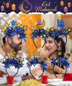 Set of six Eid Mubarak headbands with moon and star decorations for Islamic festivals