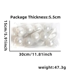Detailed dimensions of giant white pearl bead string for wedding decor packaging size