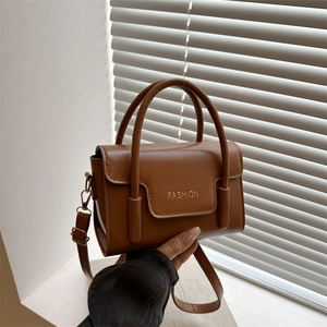 Women Simple Fashion PU Leather Small Square Crossbody Bag Stitched Handbag Letter Decor Shoulder Messenger Bag For Daily Street