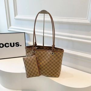 Set di Borse Tote Vintage a Quadri da Donna Grande Capacità Borsa a Tracolla in Pelle PU Con Pochette Coordinata Per il Pendolarismo Quotidiano