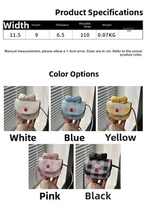 Infographic showing colorful mini PU crossbody bags with bows for little girls
