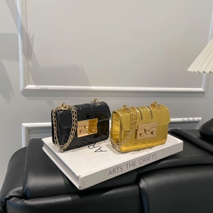 Women Fashion Crocodile Pattern Mini Shoulder Bag Luxury PU Leather Small Square Crossbody Bag With Gold Chain Strap