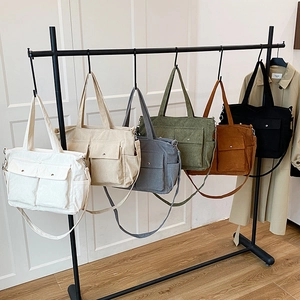 Large Capacity Corduroy Tote Bag For Women Vintage Ribbed Multi Pocket Casual Shoulder Bag With Adjustable Strap School Work Bag