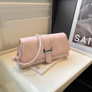 Sac à Épaule en Cuir PU pour Femmes Design de Niche Française Texture Plissée Sac Sous les Bras Boucle en Métal