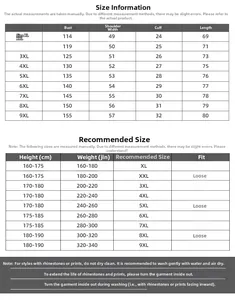 Tableau des tailles détaillé pour gilet en jean homme grande taille de XL à 9XL avec mesures