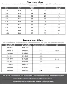 Size chart for oversized denim vest featuring detailed measurements from 2XL to 10XL