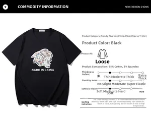 Close-up of colorful tiger graphic print and text on black cotton blend t-shirt