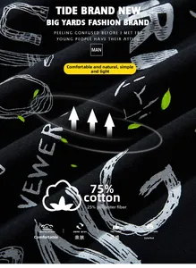 Close-up of breathable black cotton fabric texture with 75% cotton material detail