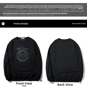 Detail showing 'SUPER BIKE' laser reflective print on black oversized sweatshirt