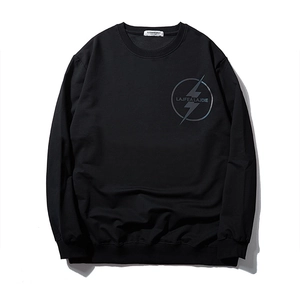 Sweatshirt Homme Grande Taille Mode Impression Éclair Réfléchissante Laser Pullover Ample Mélange de Coton Sport