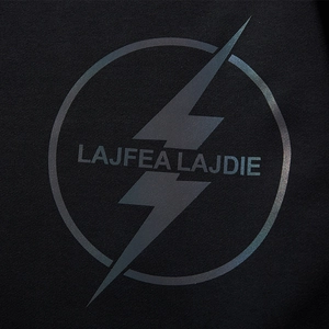 Sweat à capuche noir surdimensionné pour homme avec logo éclair réfléchissant coloré