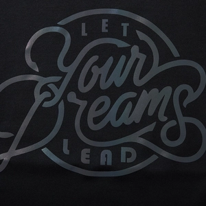 Black oversized hoodie for men with colorful reflective laser print and dream text