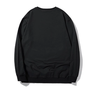 Black oversized crewneck sweatshirt for men featuring a loose fit and ribbed cuffs back view