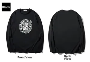 Vues avant et arrière du t-shirt noir à manches longues avec impression graphique urbaine