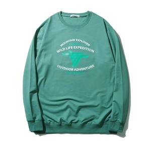 Relaxed fit lake green sweatshirt with mountain explorer graphic print for men