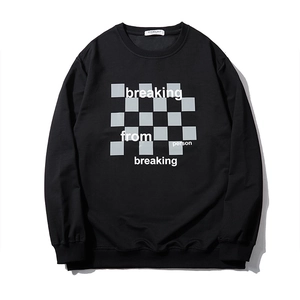 Men's Plus Size Fashion Sweatshirt Round Neck Long Sleeve Letter Print Checkerboard Pattern Loose Casual Streetwear Top