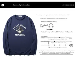 T-shirt a maniche lunghe blu navy in cotone con stampa a scimmia e dettagli tessuto