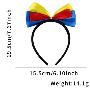 Red yellow and blue satin bow headband accessory for World Cup cheering and party costumes