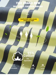 Detail of striped cotton jersey fabric showing breathable texture and 95% cotton quality